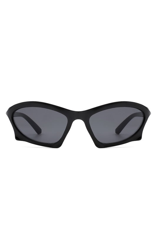 Rectangle Sport Geometric Wrap Around Sunglasses - bertofonsi