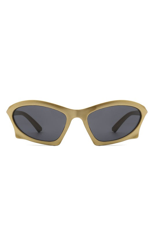 Rectangle Sport Geometric Wrap Around Sunglasses - bertofonsi
