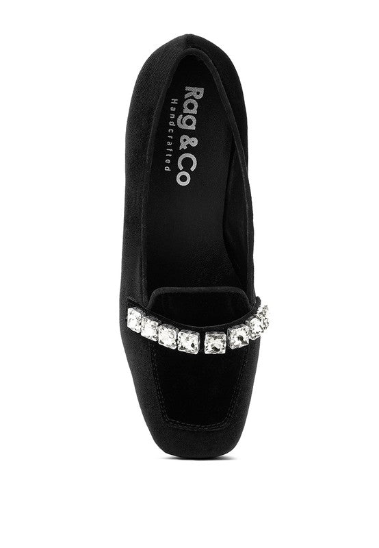 LAMINGTON Handcrafted Velvet Diamante Loafers - bertofonsi