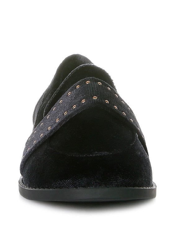 Walkin Stud Detail Velvet Loafers - bertofonsi