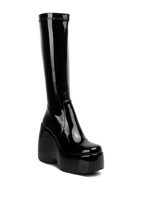 Dirty Dance Patent High Platfrom Calf Boots - bertofonsi