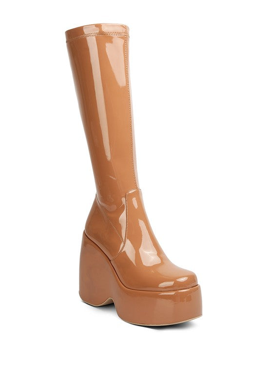 Dirty Dance Patent High Platfrom Calf Boots - bertofonsi