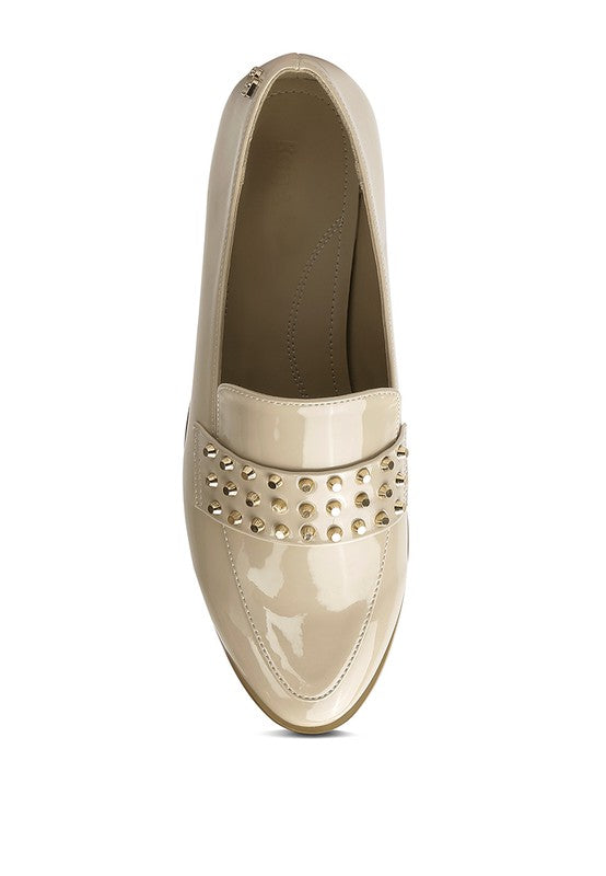 MEANBABE Semicasual Stud Detail Patent Loafers - bertofonsi