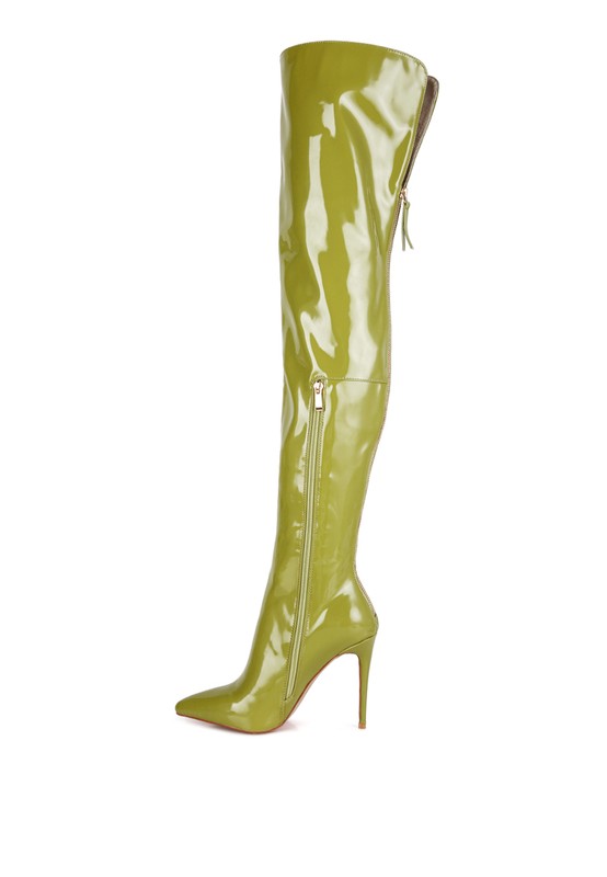 Eclectic Patent Pu Long Stiletto Boots - bertofonsi