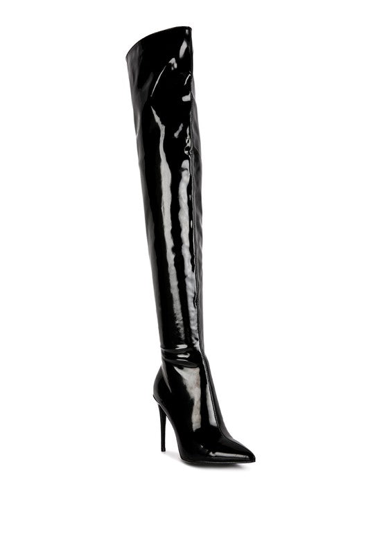 Eclectic Patent Pu Long Stiletto Boots - bertofonsi