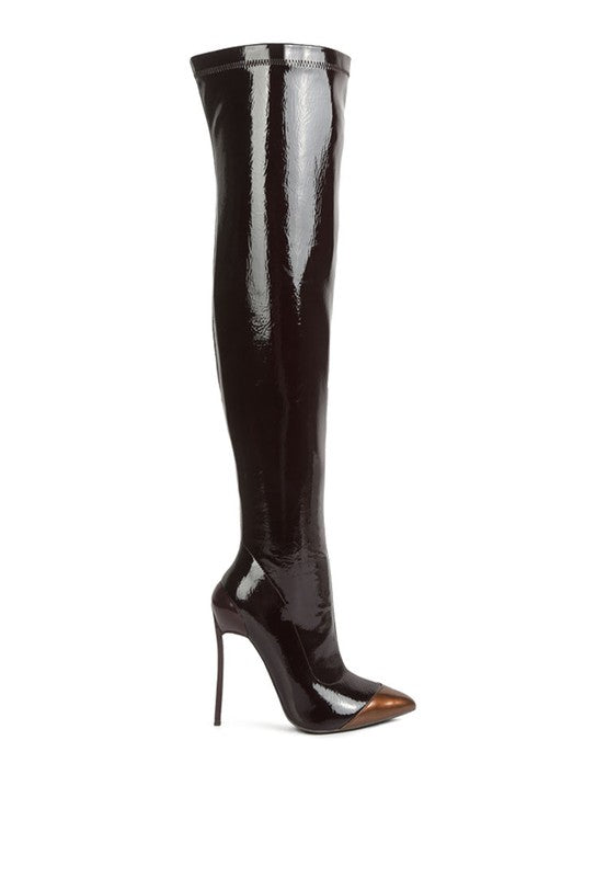 Chimes High Heel Patent Long Boots - bertofonsi
