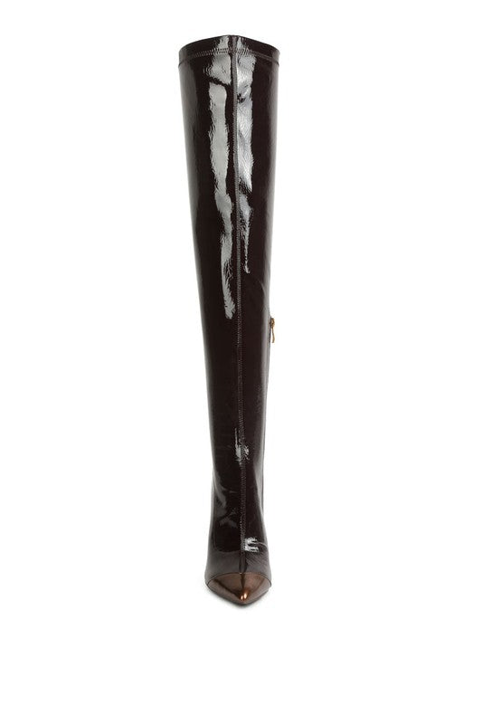 Chimes High Heel Patent Long Boots - bertofonsi