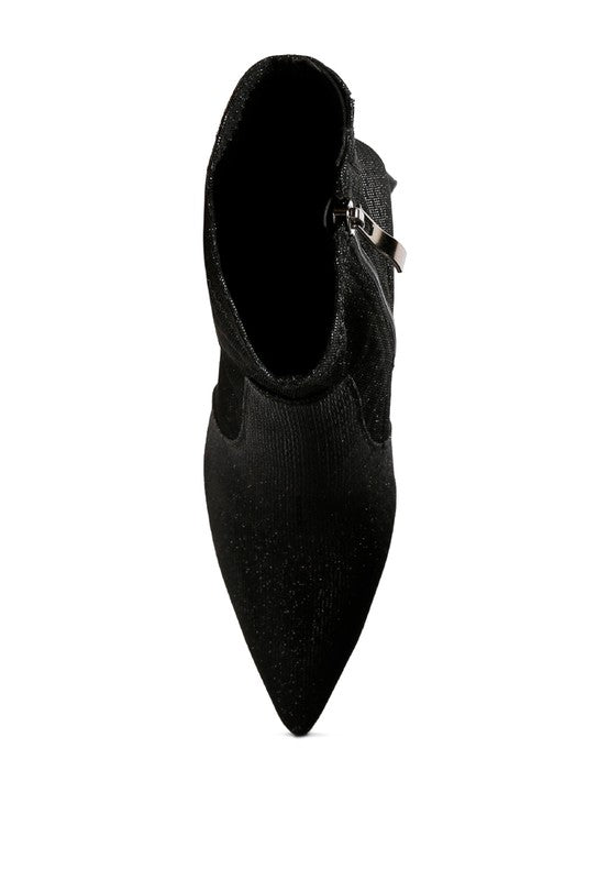Hustlers Shimmer Block Heeled Ankle Boots - bertofonsi