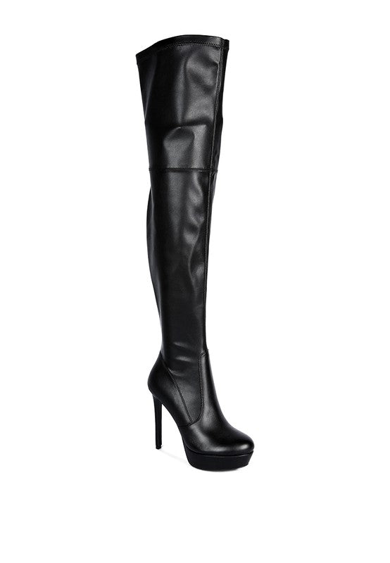 Marvelettes Faux Leather High Heeled Long Boots - bertofonsi