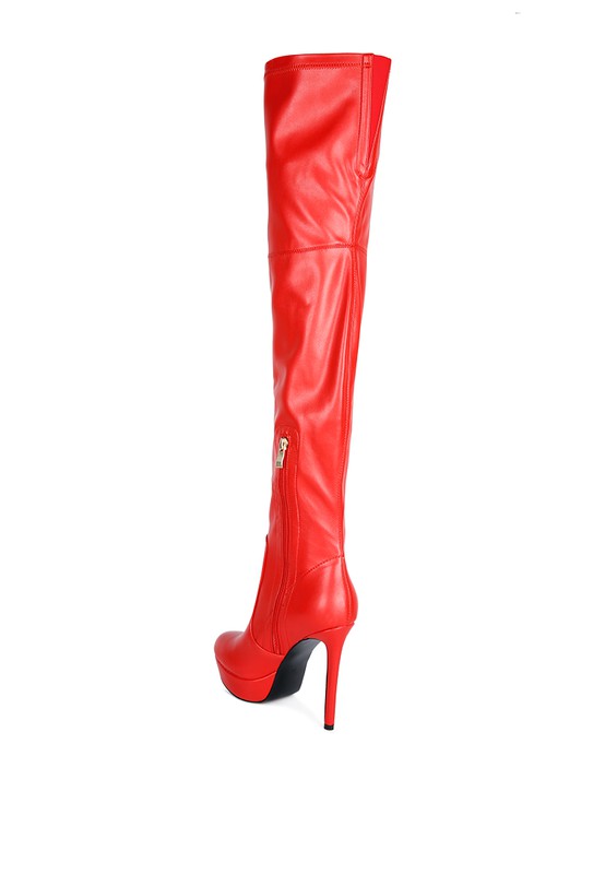 Marvelettes Faux Leather High Heeled Long Boots - bertofonsi