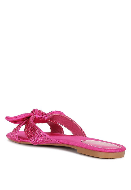 Fleurette Fushia Bow Flat Sandals - bertofonsi