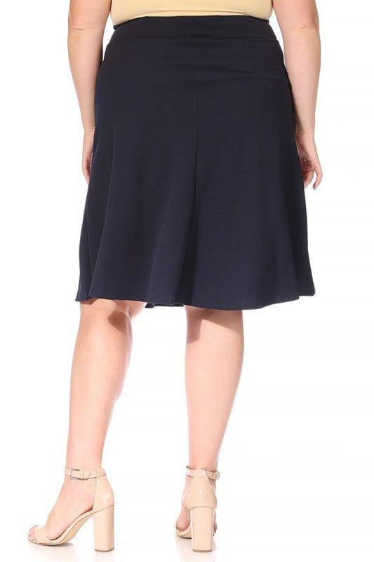 Plus size, solid, A-line, knee length skirt - bertofonsi