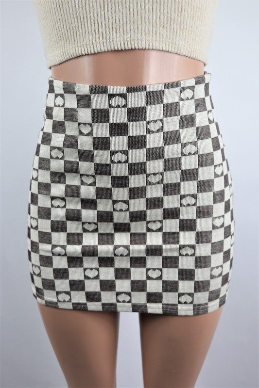 Checkered Heart Mini Skirt - bertofonsi