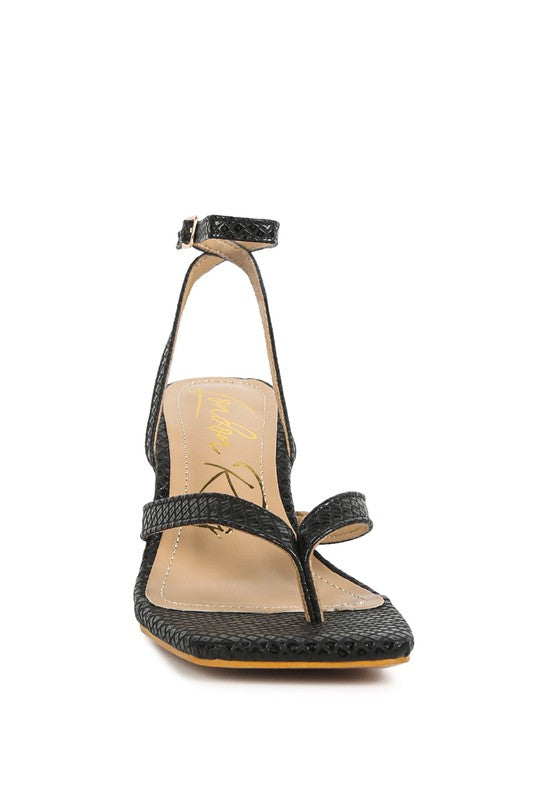 CELTY Ankle Strap Spool Heel Thong Sandals - bertofonsi
