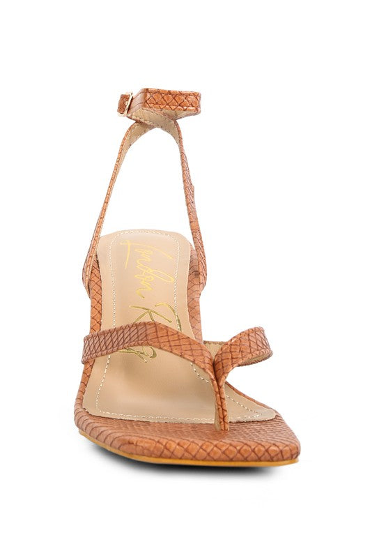 CELTY Ankle Strap Spool Heel Thong Sandals - bertofonsi