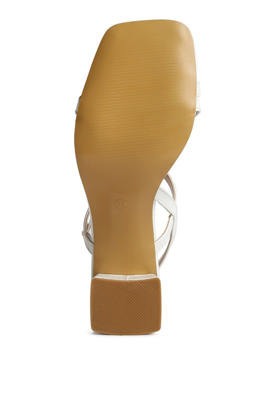 EFFIEO Croc Texture Block Heel Sandals - bertofonsi