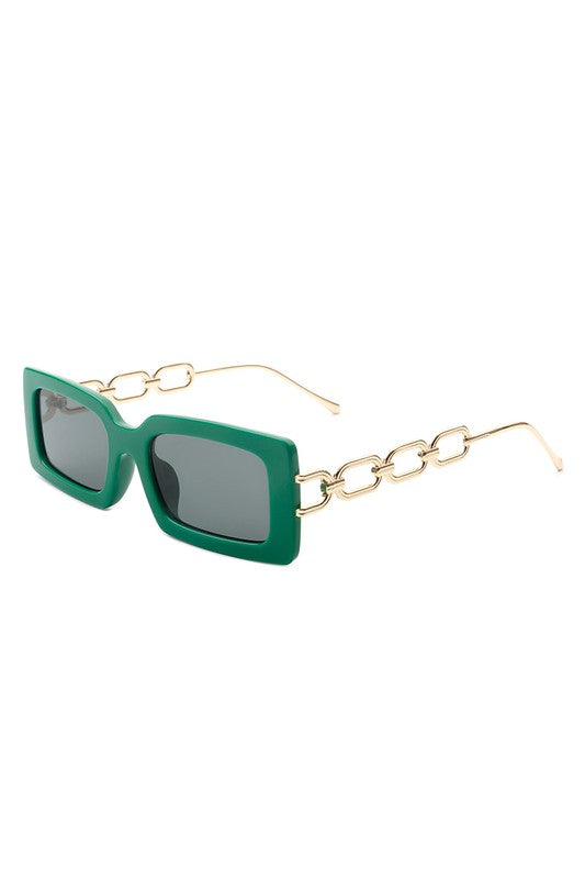 Square Flat Top Chain Link Design Sunglasses - bertofonsi