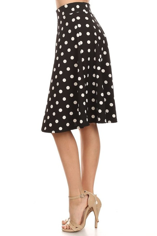 Polka dot print, knee length skirt - bertofonsi