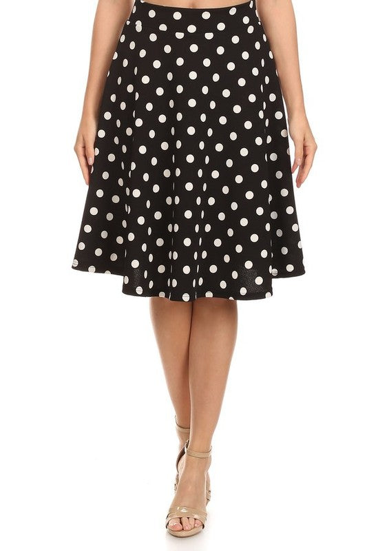 Polka dot print, knee length skirt - bertofonsi
