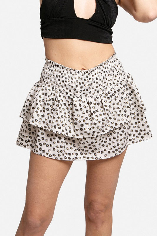 Daisy Ruffle Tiered Mini Skirt - bertofonsi