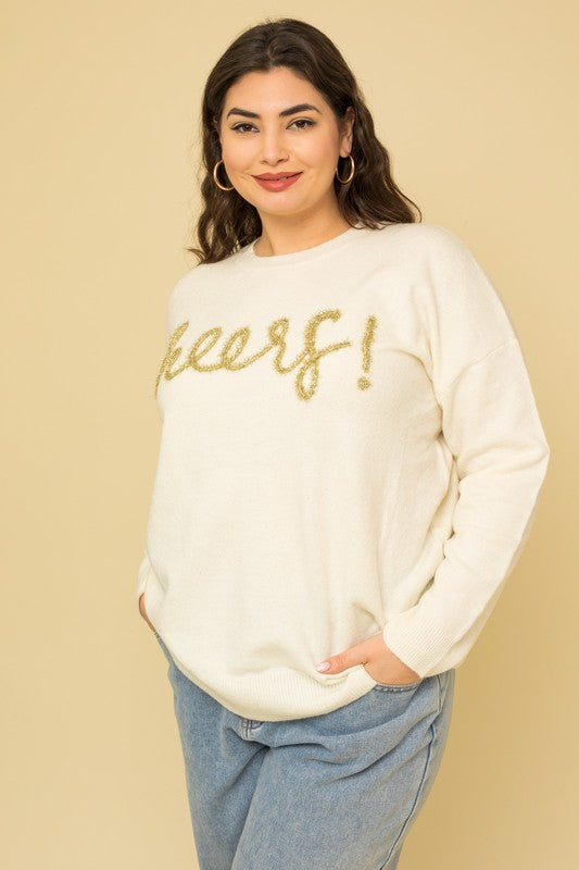 Plus Size Cheers Pullover Sweater - bertofonsi