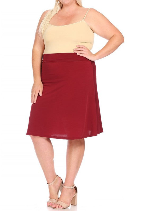 Plus size, solid, A-line pull on skirt - bertofonsi