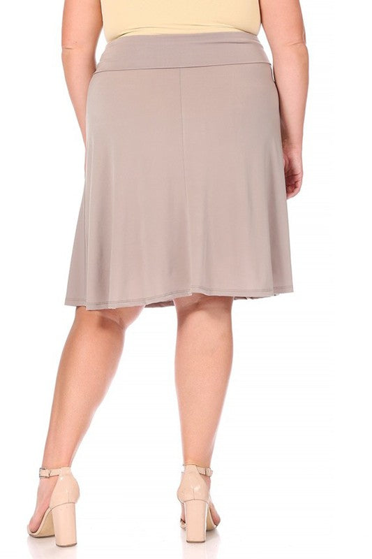 Plus size, solid, A-line pull on skirt - bertofonsi
