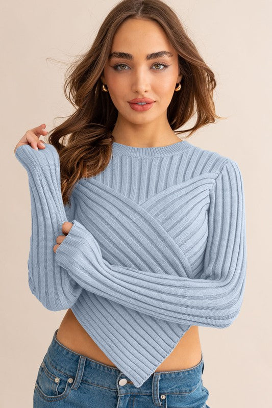 Asymmetrical Hem Sweater Top - bertofonsi