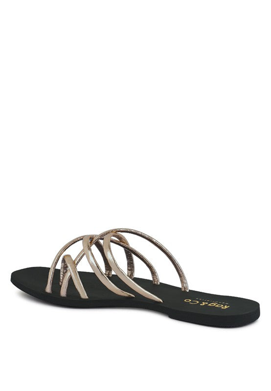 SWEETIN Strappy Flat Slip On Sandals - bertofonsi