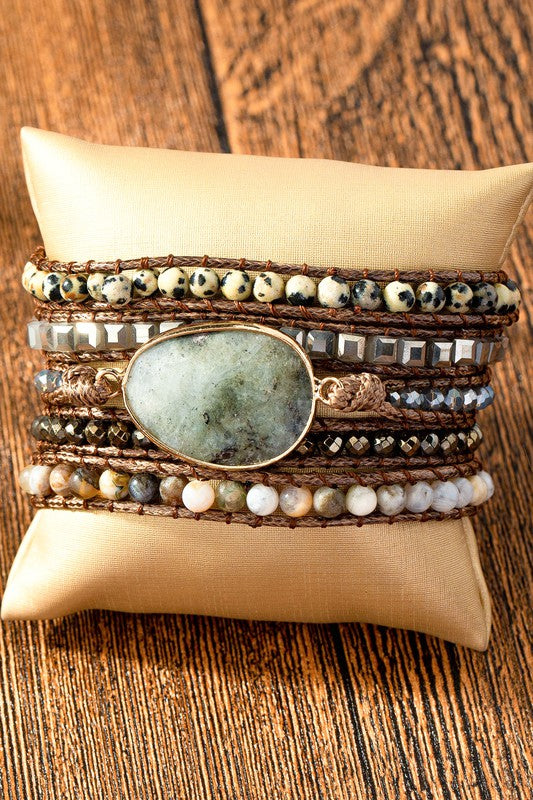 34 inch natural stone boho bracelet - bertofonsi