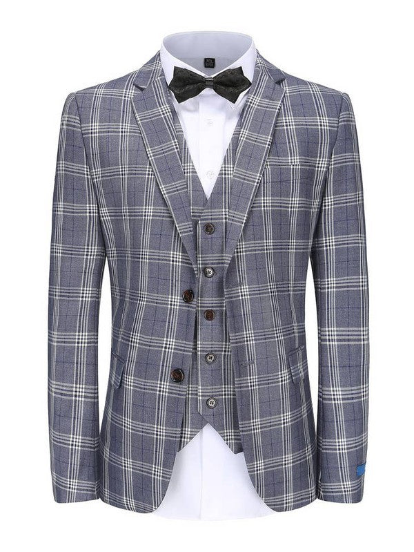 Men's Slim-Fit 3PC Check Plaid Suit - Tall - bertofonsi