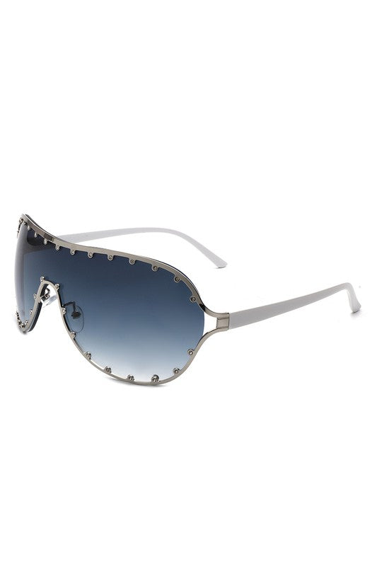 Oversize Rhinestone Fashion Aviator Sunglasses - bertofonsi
