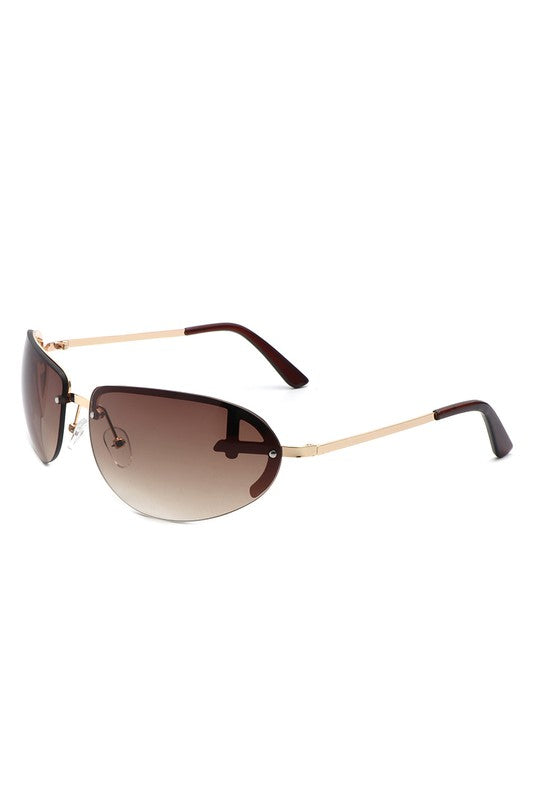 Retro Rimless Oval Tinted Round Sunglasses - bertofonsi