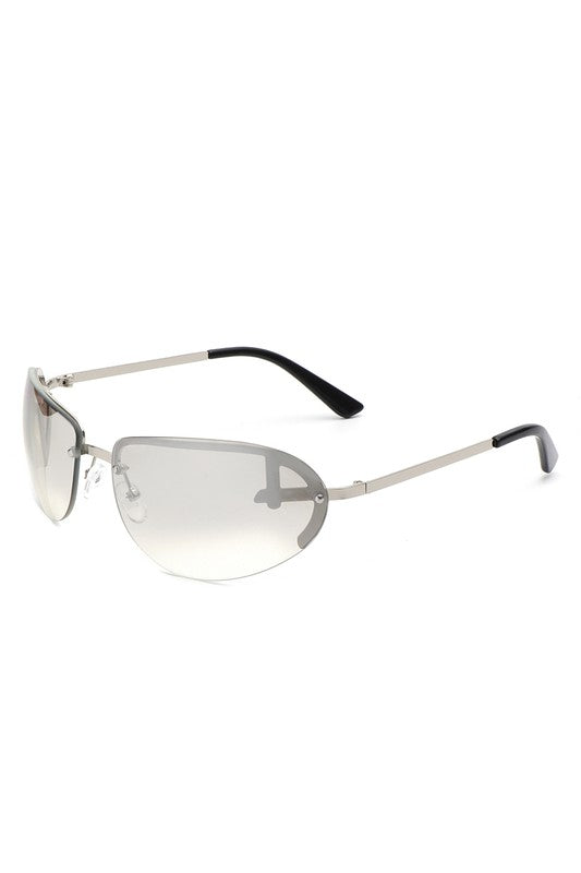 Retro Rimless Oval Tinted Round Sunglasses - bertofonsi