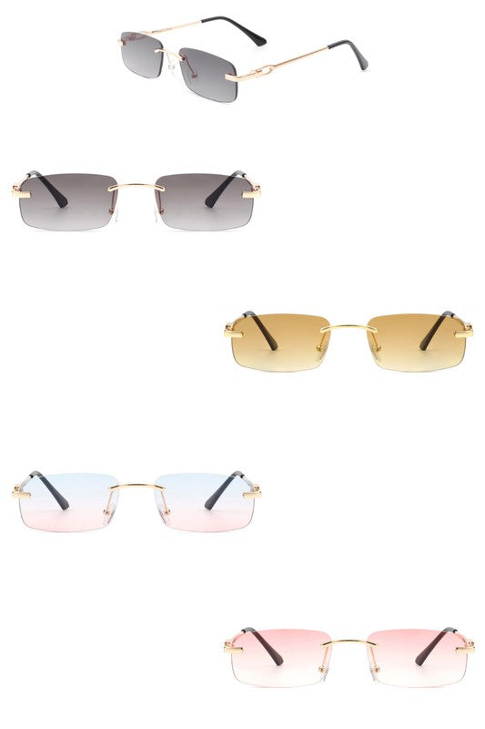 Rectangle Narrow Fashion Tinted Retro Sunglasses - bertofonsi