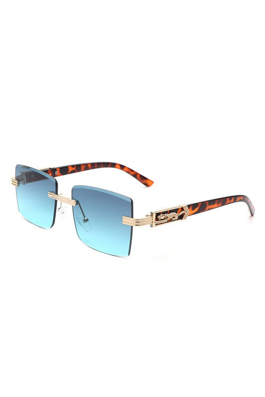 Rimless Square Retro Tinted Fashion Sunglasses - bertofonsi