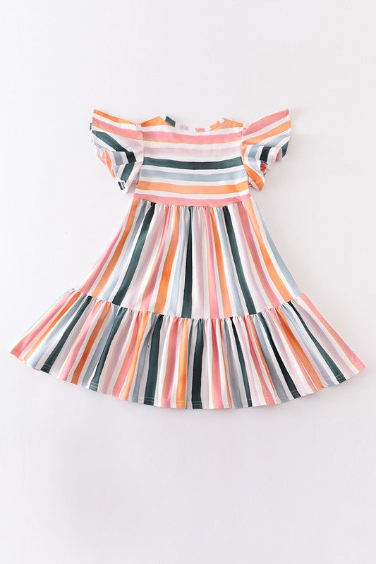 Multicolored stripe print gilr dress mommy&me - bertofonsi