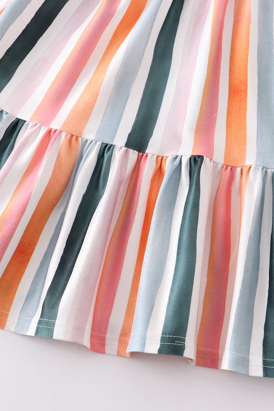 Multicolored stripe print gilr dress mommy&me - bertofonsi