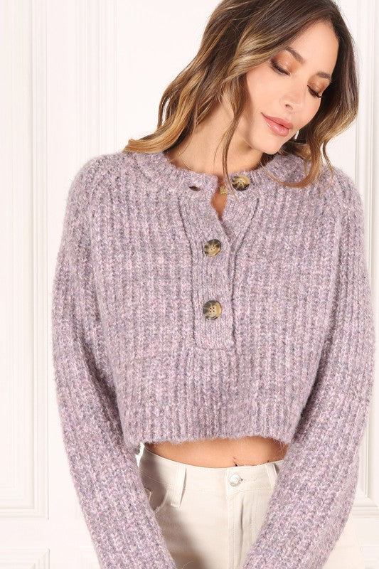 Melange multicolor sweater top - bertofonsi