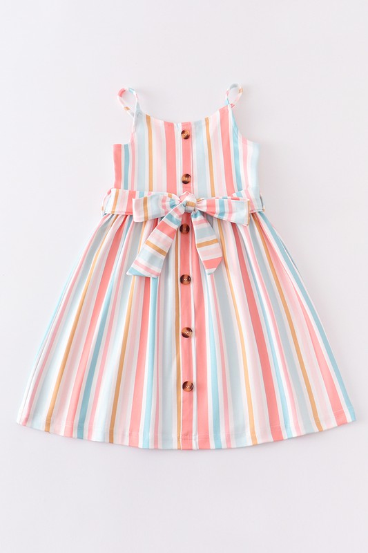 Multicolored stripe buttons strap dress - bertofonsi