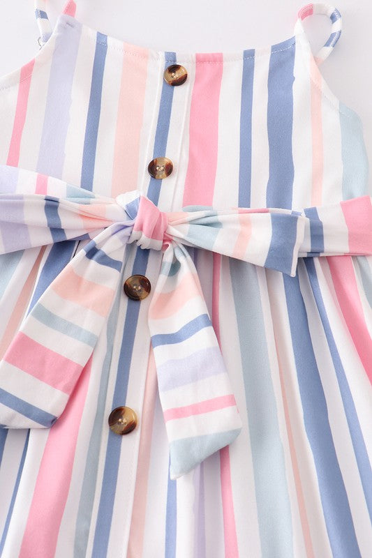 Blue stripe buttons strap dress - bertofonsi