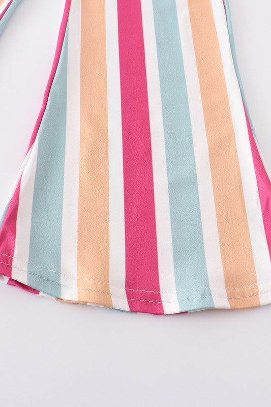 Floral print stripe girl bell pant set - bertofonsi
