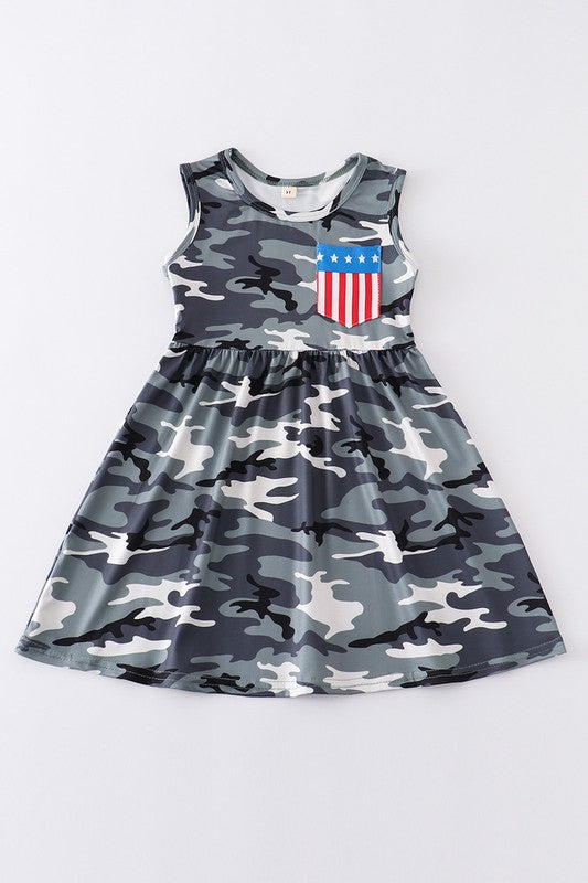 Camouflage patriotic girl dress - bertofonsi
