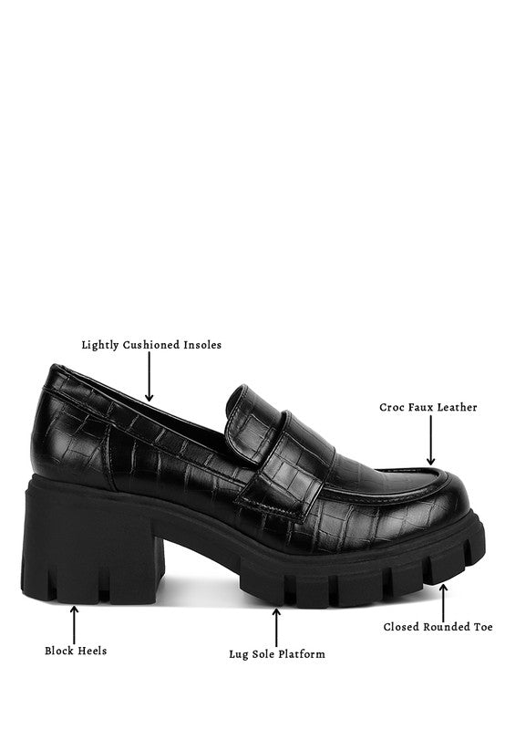 Benz Chunky Block Heel Loafers - bertofonsi