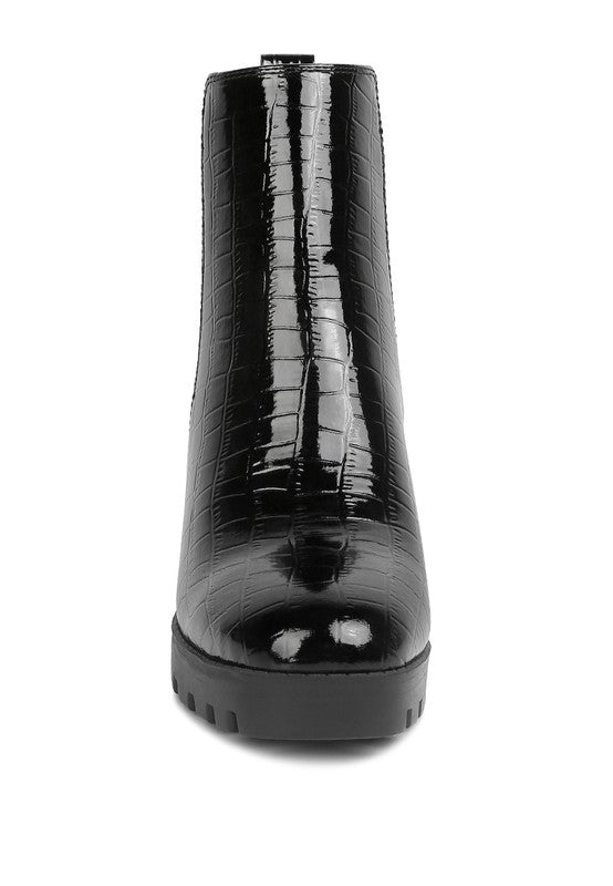 Foxy Faux Leather Croc Chelsea Boots - bertofonsi