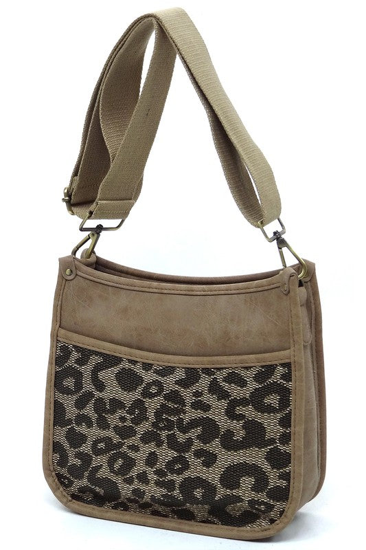 Leopard Colorblock Hobo Crossbody Bag - bertofonsi