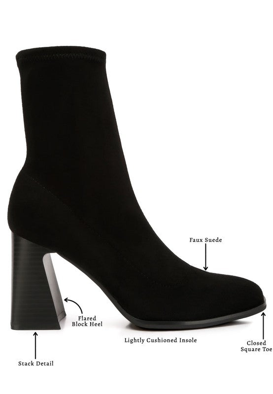 Aandid High Ankle Flared Block Heel Boots - bertofonsi