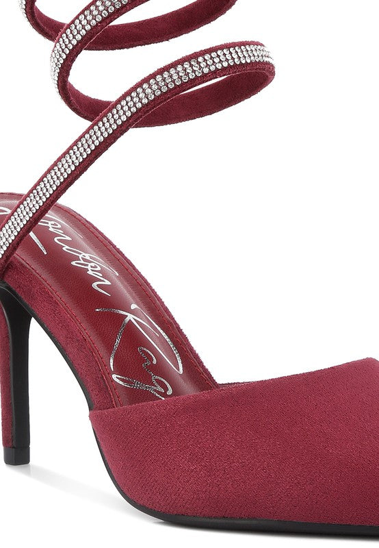Elvira Rhinestone Embellished Strap Up Sandals - bertofonsi