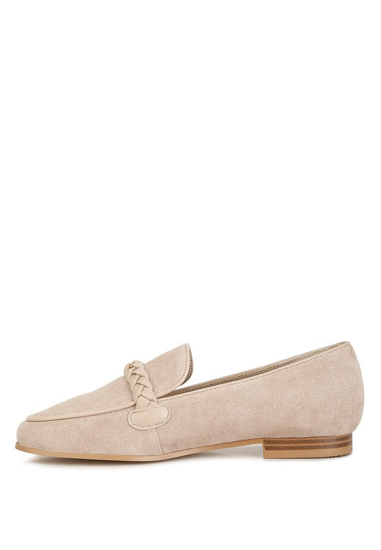 Echo Suede Leather Braided Detail Loafers - bertofonsi
