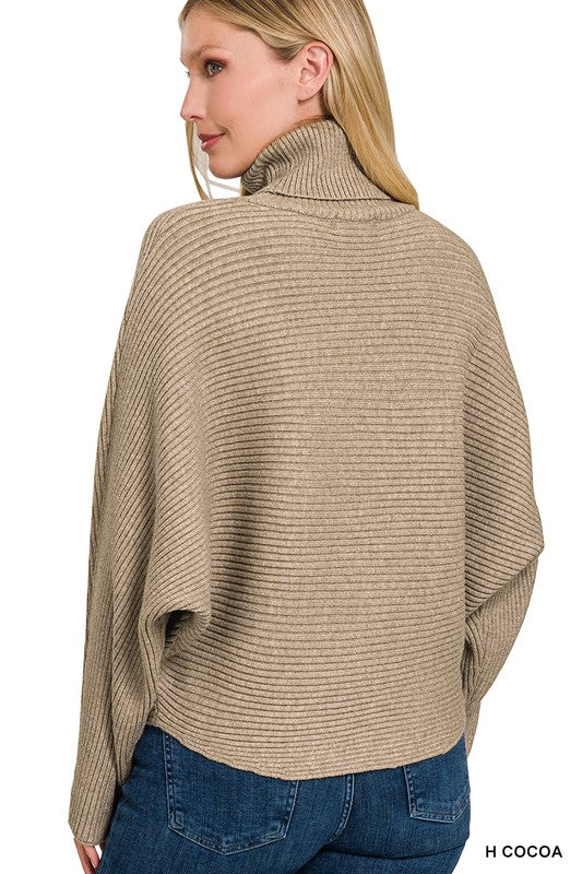 Viscose Dolman Sleeve Turtleneck Sweater - bertofonsi